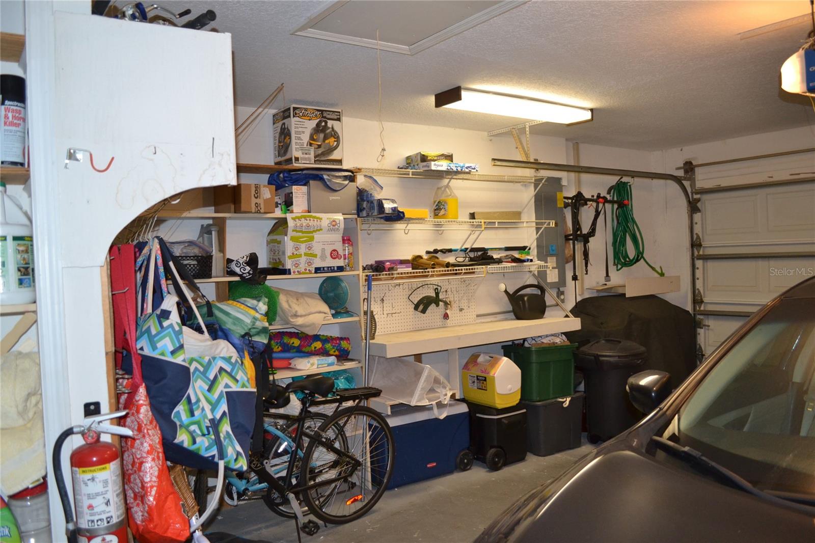 storage and work area in garage