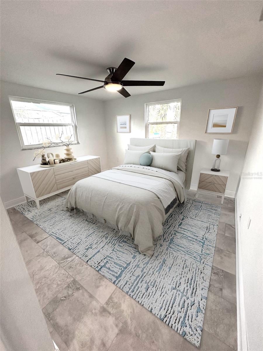 Virtually Staged Rear Bedroom