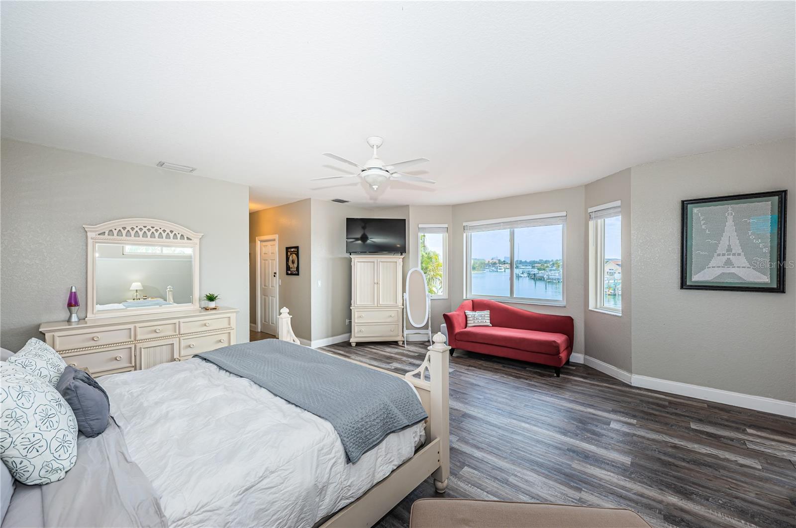 Upper Level Primary Bedroom with Intracoastal Water Views