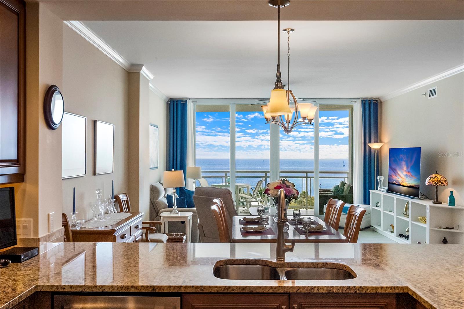 Open concept floor plan with abundant natural lighting to enjoy the spectacular water views of Tampa Bay