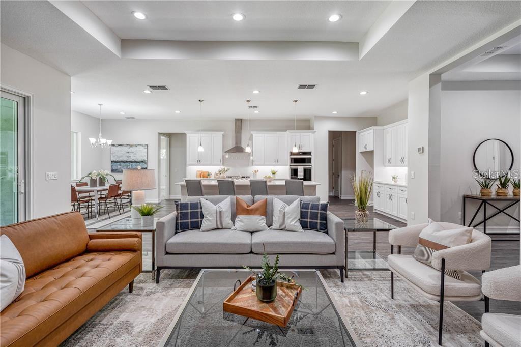 Staged living room of model home