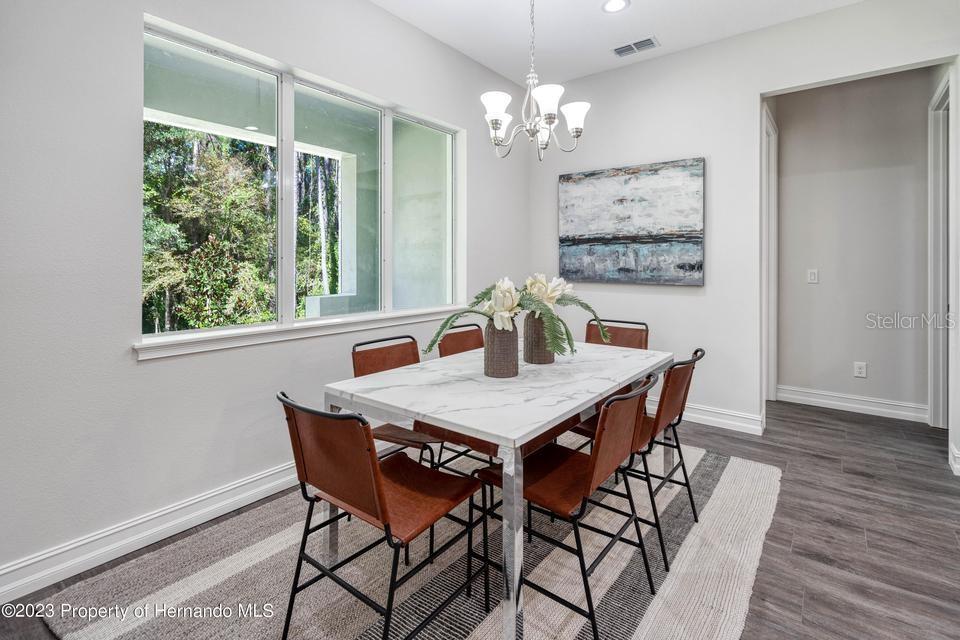 Staged dining room