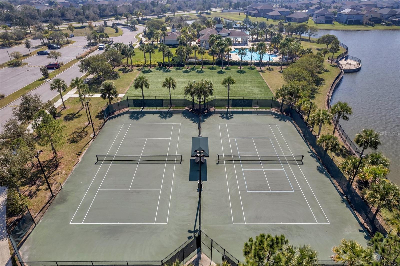 two tennis courts