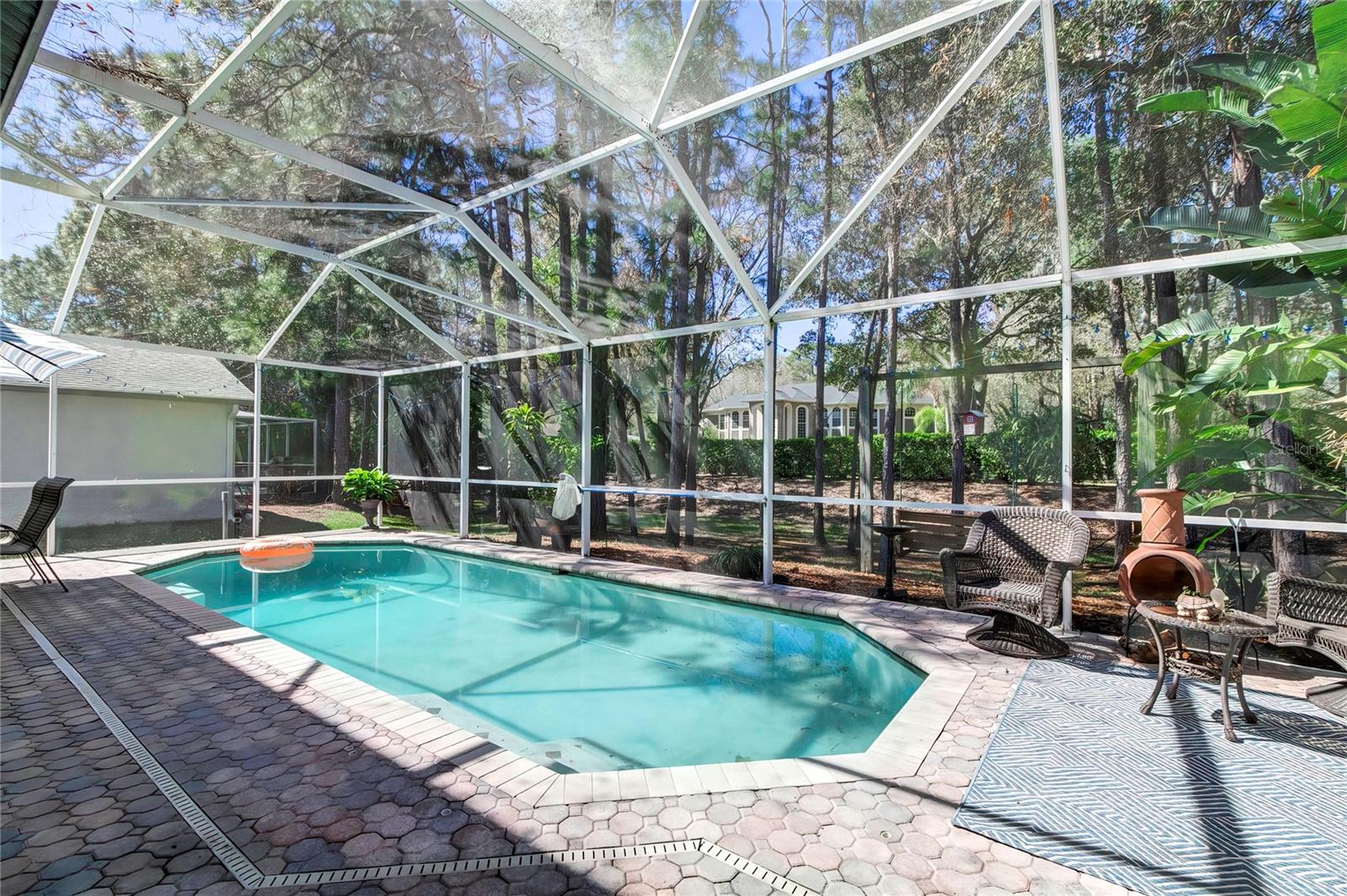 Caged Pool with Brick Pavers