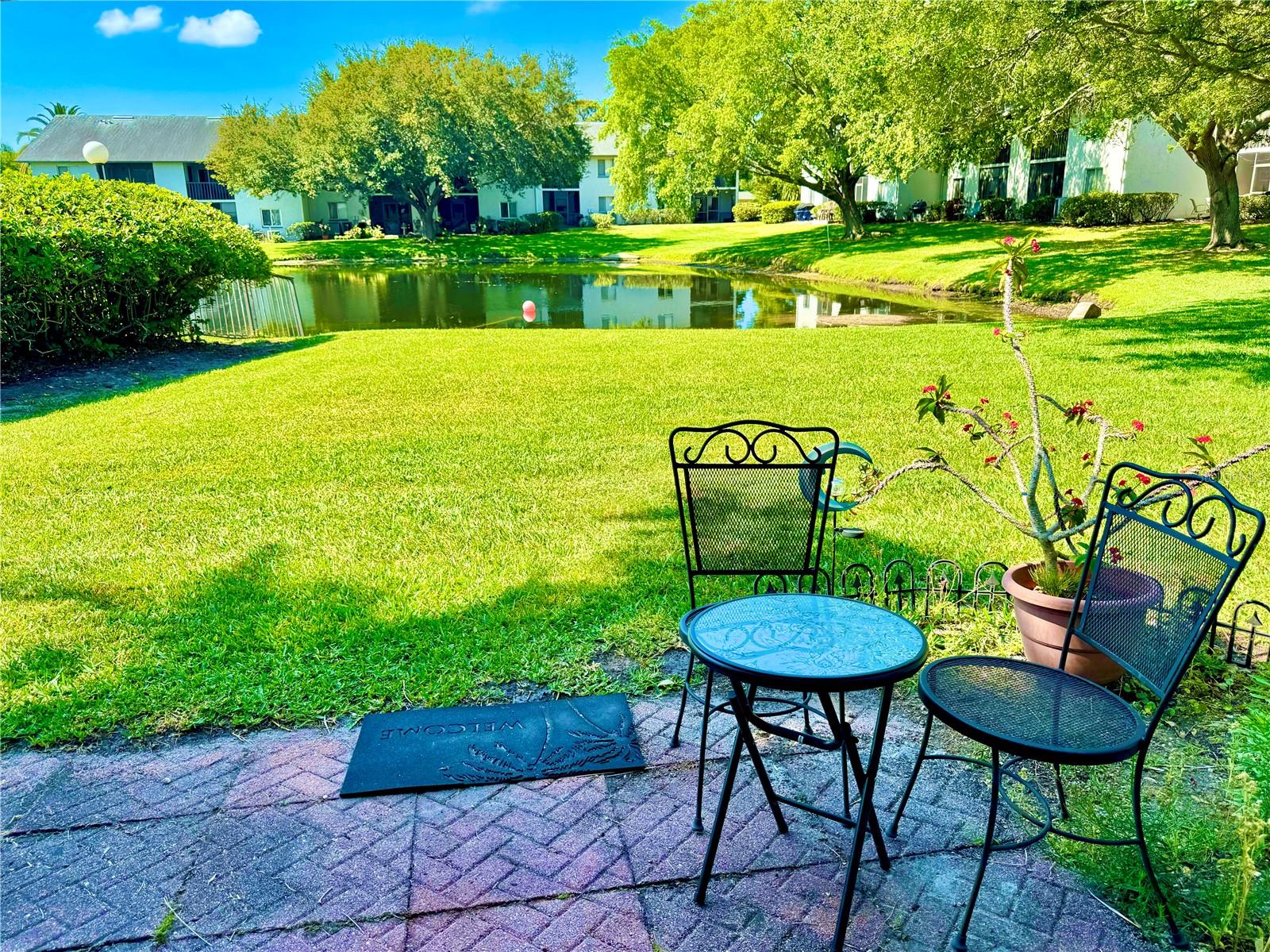 Water view of your backyard pond from #167 patio terrace