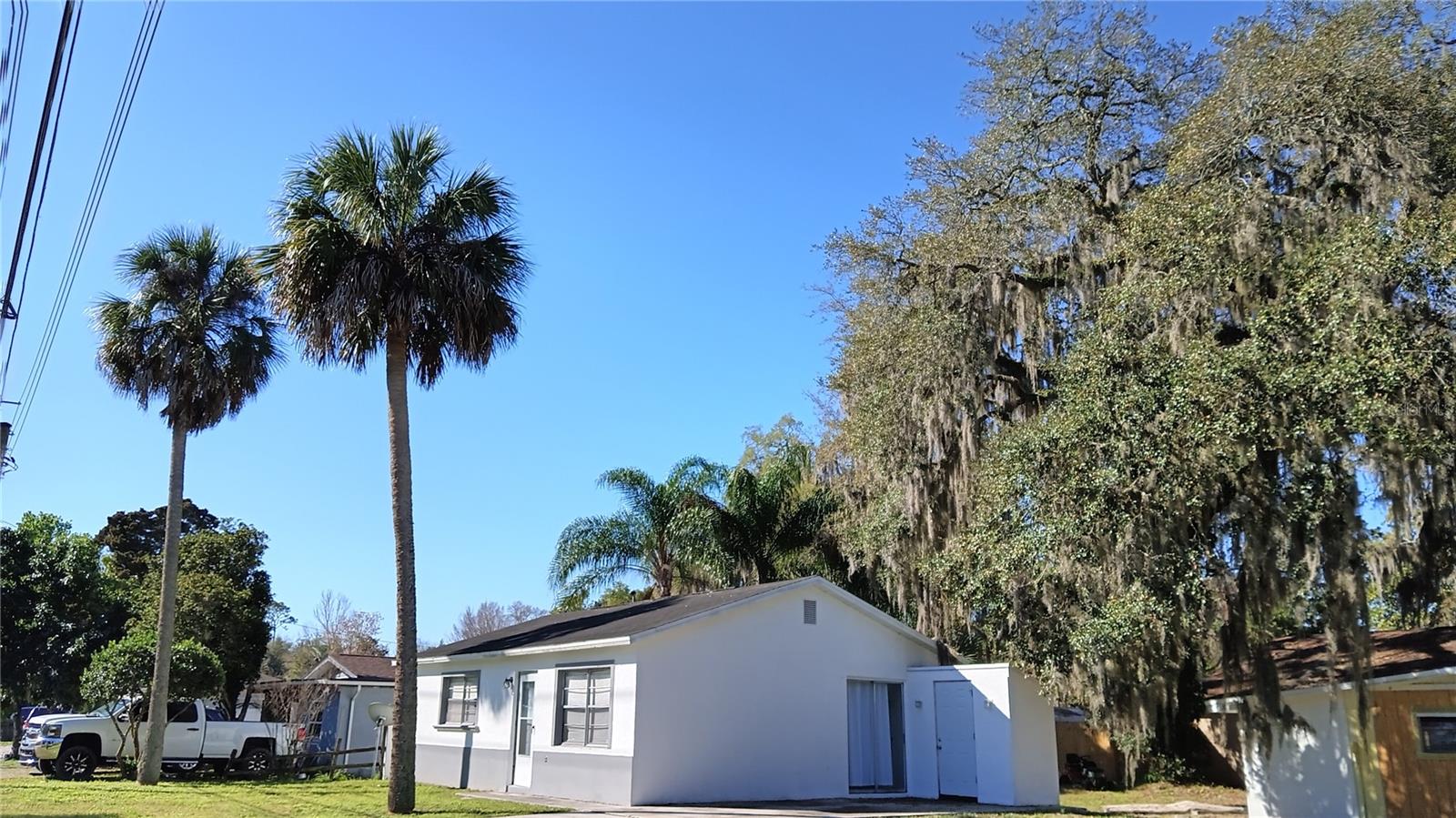 Twin Palm Trees adorn the front yard