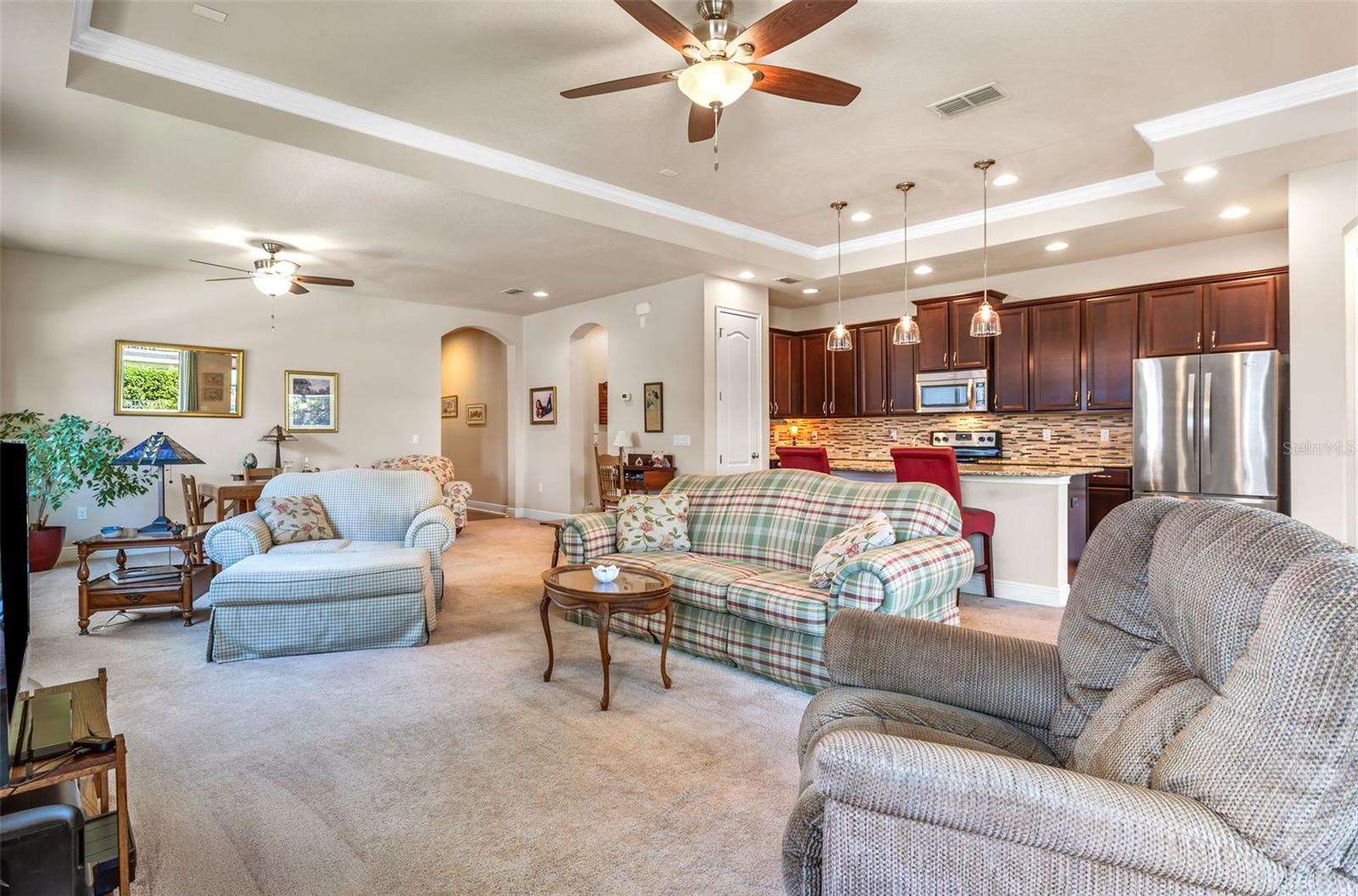 Spacious Great Room for Casual Living or More Formal Set Up. Nice Tray Ceiling