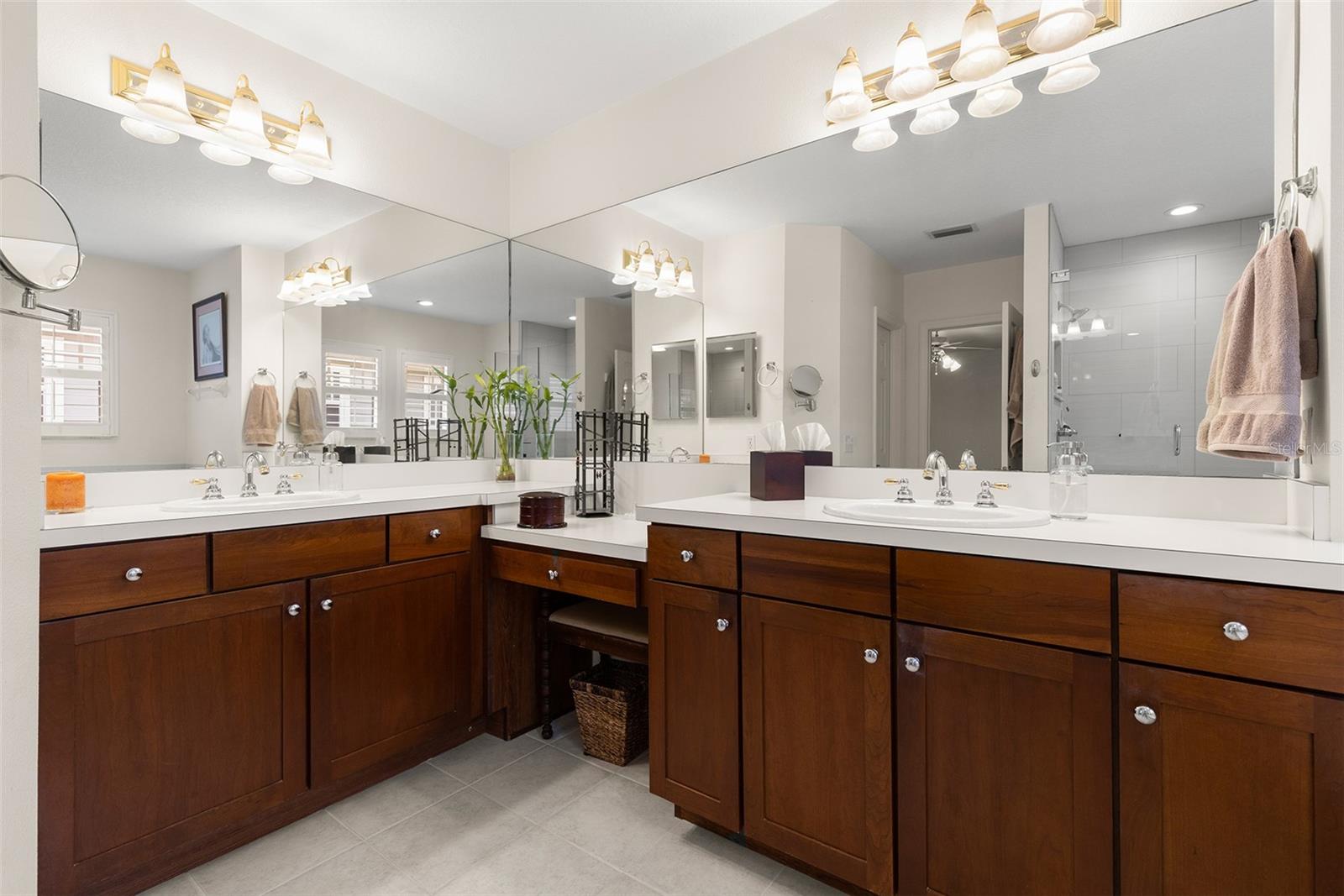 Large Master bathroom with dual sinks