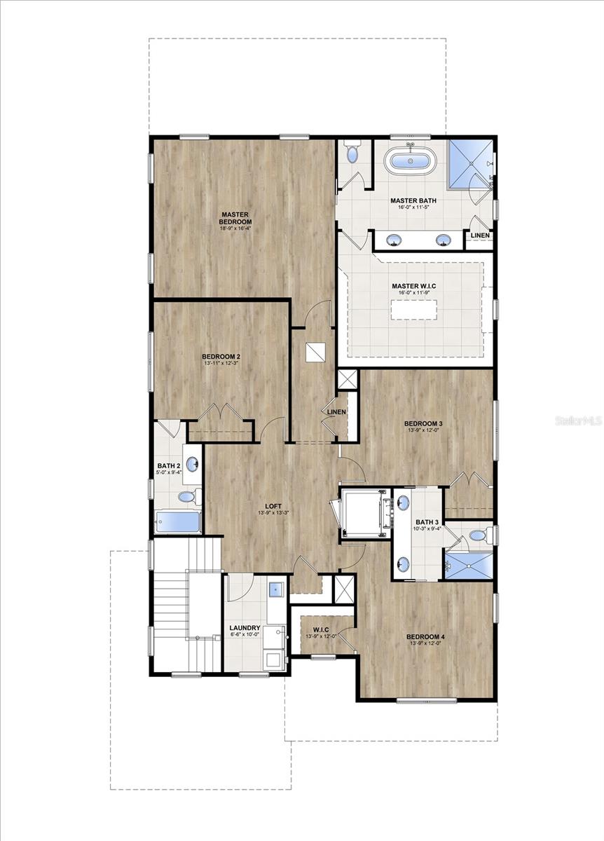 The 2nd level  has 4 bedrooms which includes the primary, 3 bathrooms, the spacious Loft, and a laundry room.