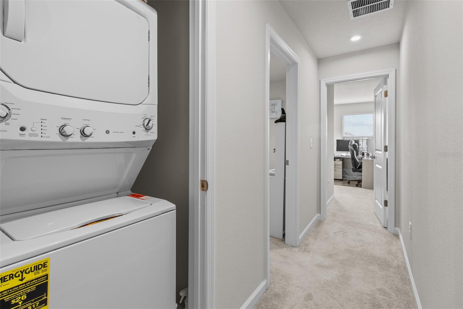 Washer and dryer located on second floor means no hauling of laundry up & down the stairs!