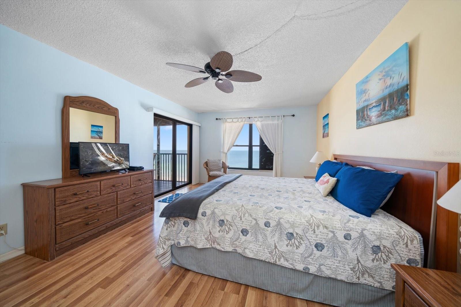 Master Bedroom has view of the ocean and you can hear the sounds of waves as you fall asleep.
