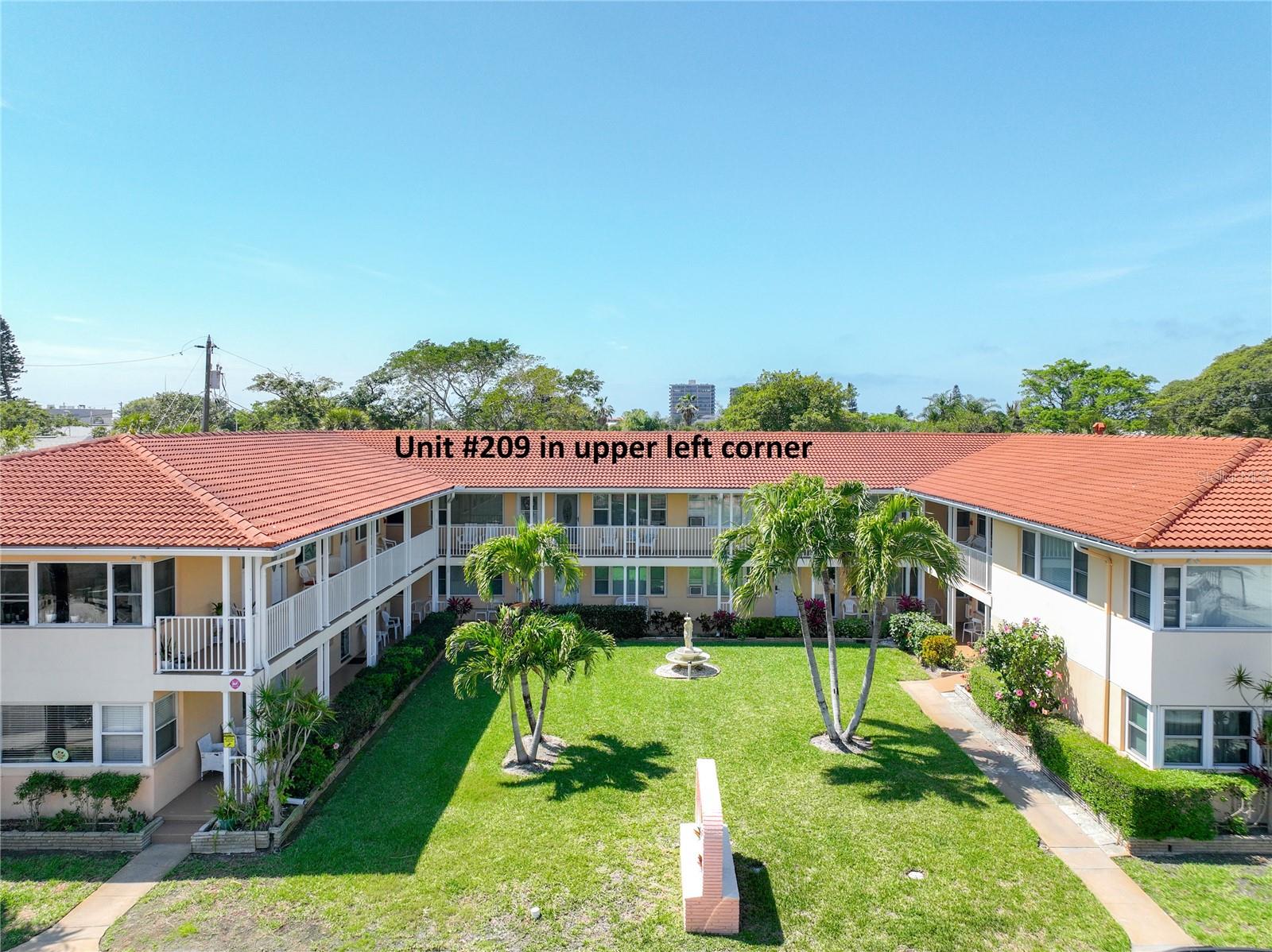 7740 Boca Ciega Dr- #209 is on the 2nd floor in the upper left corner. Stairs only (no elevator)