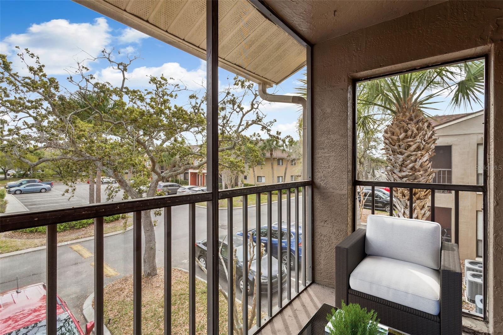 The screened in balcony has space for outdoor furniture to sit and enjoy your morning or evening beverage, read a book, enjoy fresh air while visiting. Leave the sliding doors open for air or close when the A/C is on but still have light flowing through.