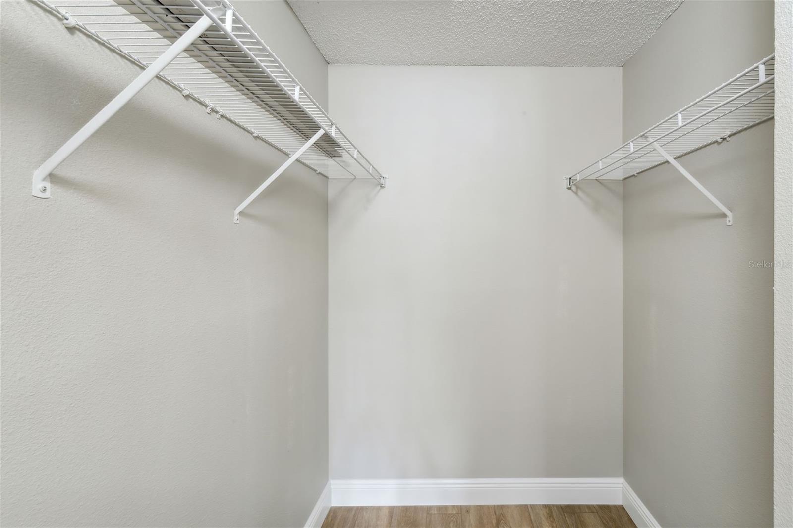 Walk in closet and lots of storage space.