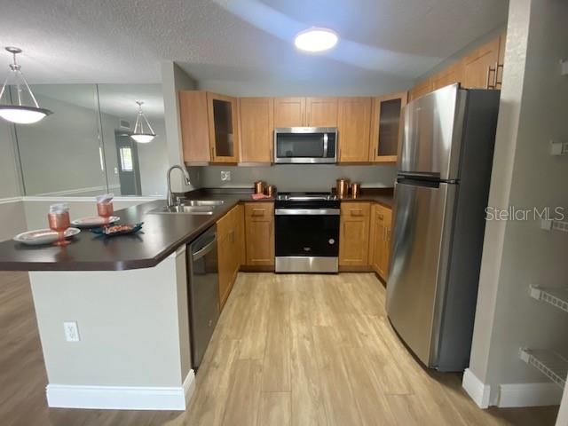 Up the flight of stairs to enter your home. Kitchen on right includes brand new stainless steel Whirlpool appliances. Brand new garbage disposal, double sink and faucet. Glass doors to show off dishes. Plenty of cabinet and counter space and a closet pantry.