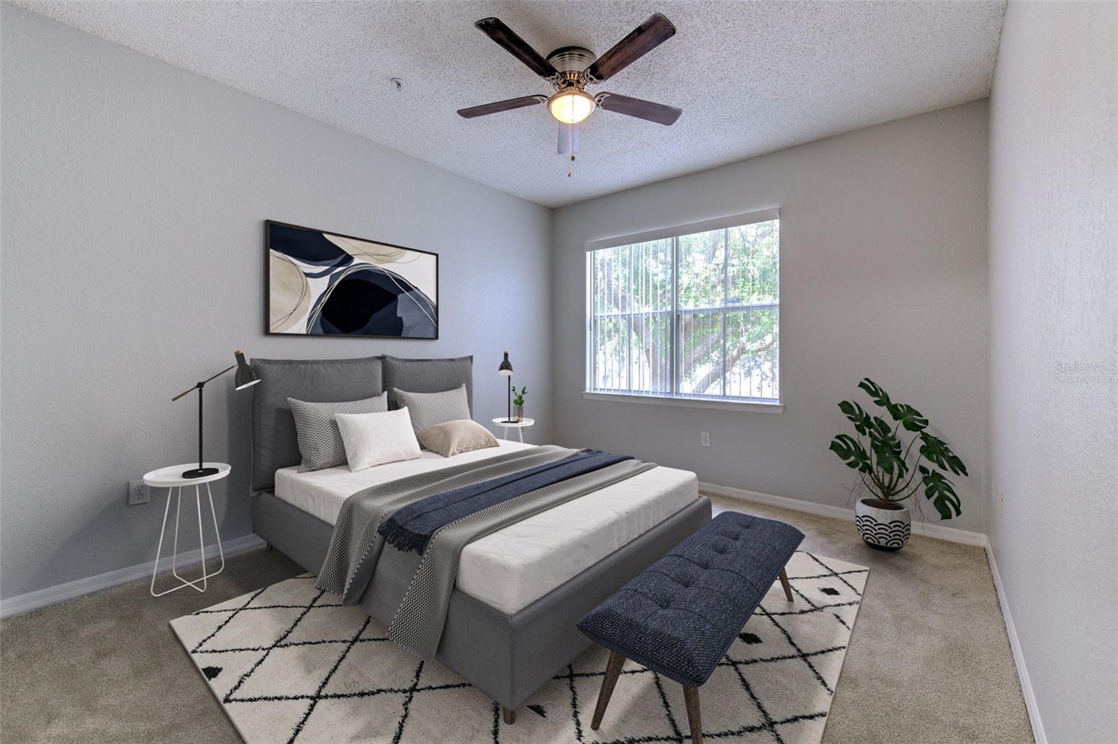 virtually staged master bedroom