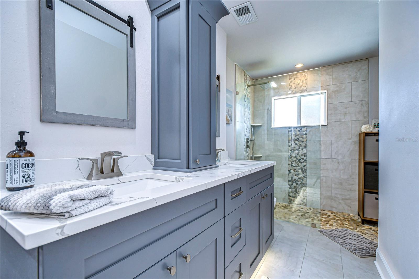 Large walk-in shower in primary bath