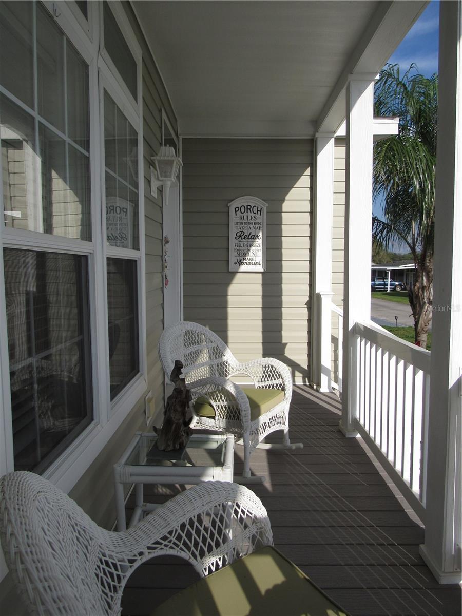 Front porch with composite decking.