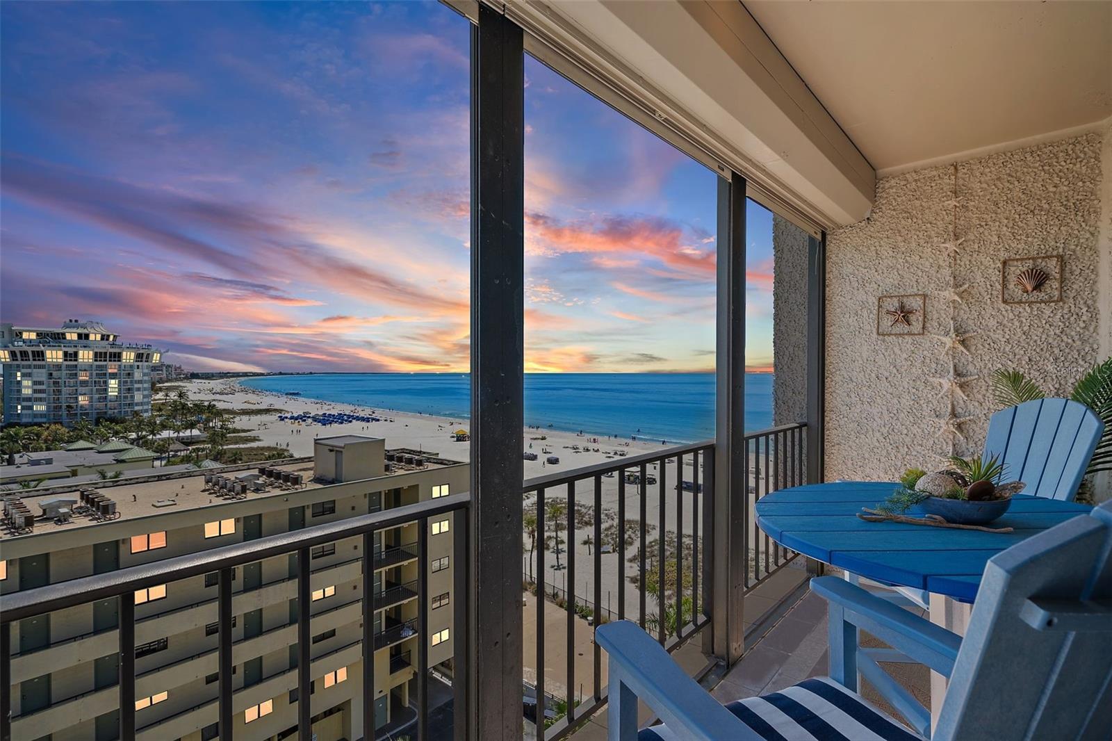Unit 910 is one of only six 3-bedroom units in the building. It enjoys phenomenal views via 'miles of windows.' Looking south you can see The Don CeSar and beyond to Egmont Key!