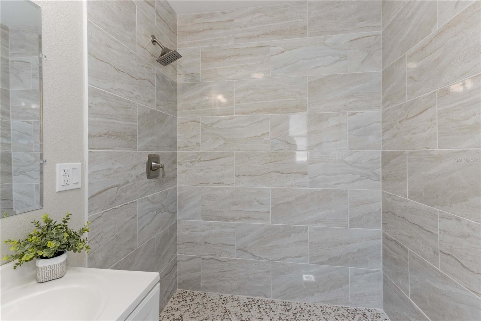 Large, open shower