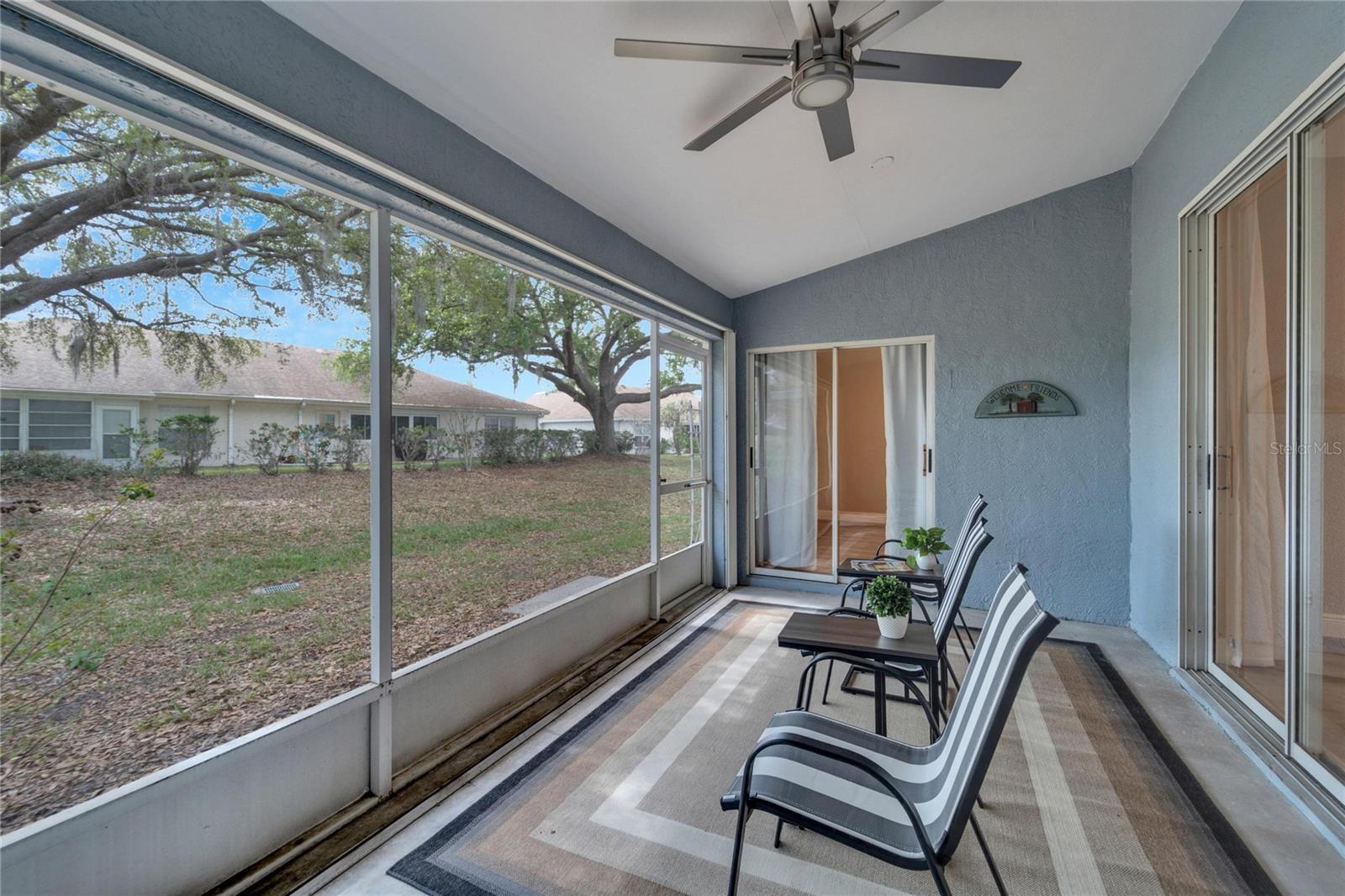 Spacious Lanai with ceiling fan and access to Bedroom #2 and the Living Room
