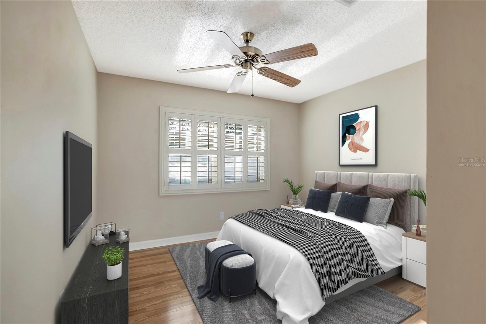 Virtually staged guest bedroom