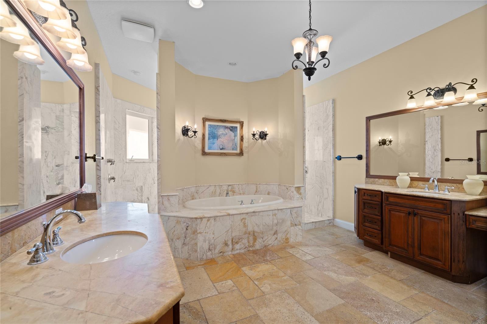 Master Suite bath with deep tub and walk around shower