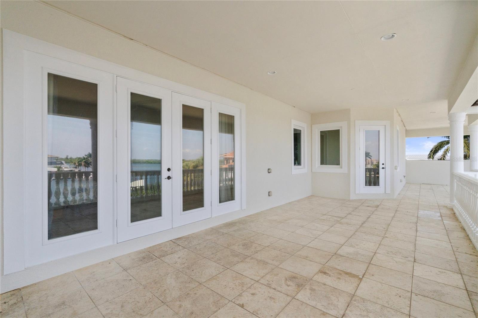 Huge covered balcony with views of Tampa Bay