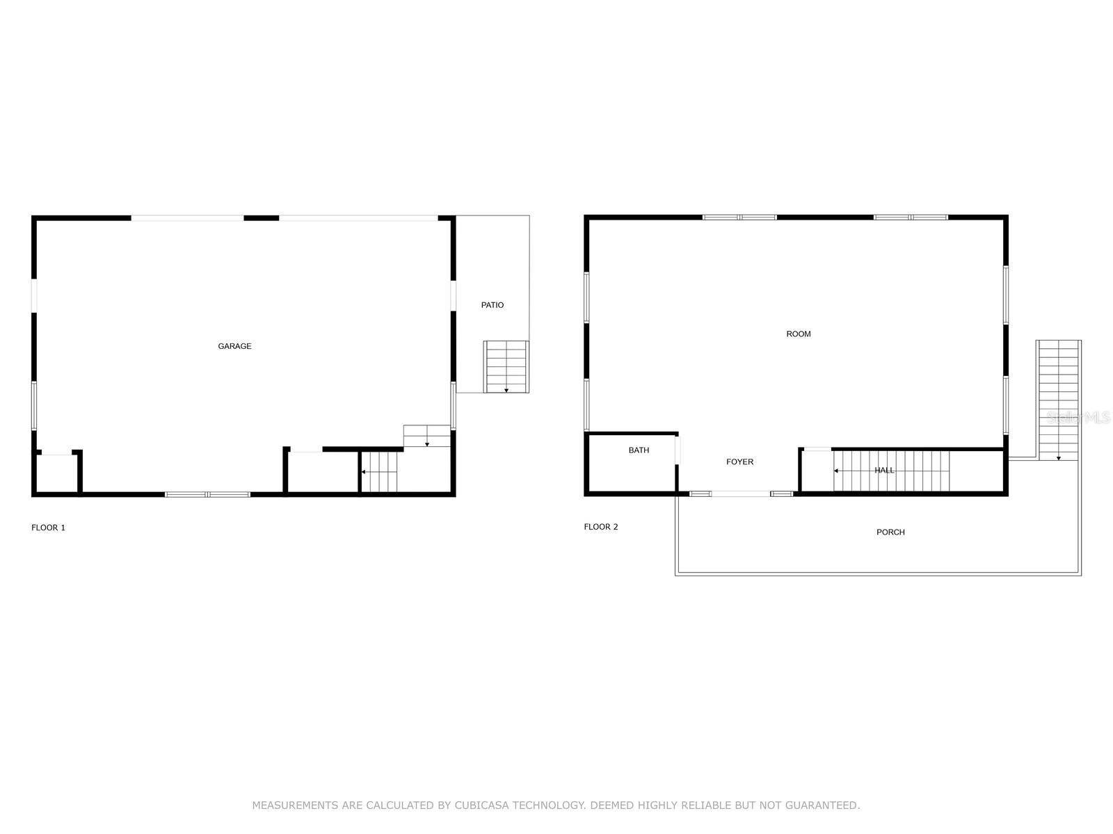 Studio apartment and garage plan.