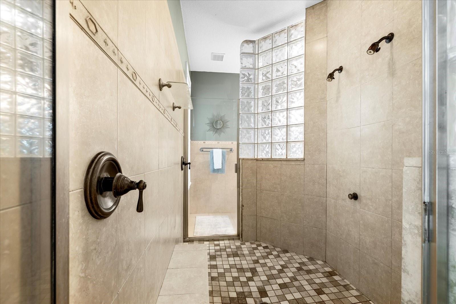 Dual entry shower.