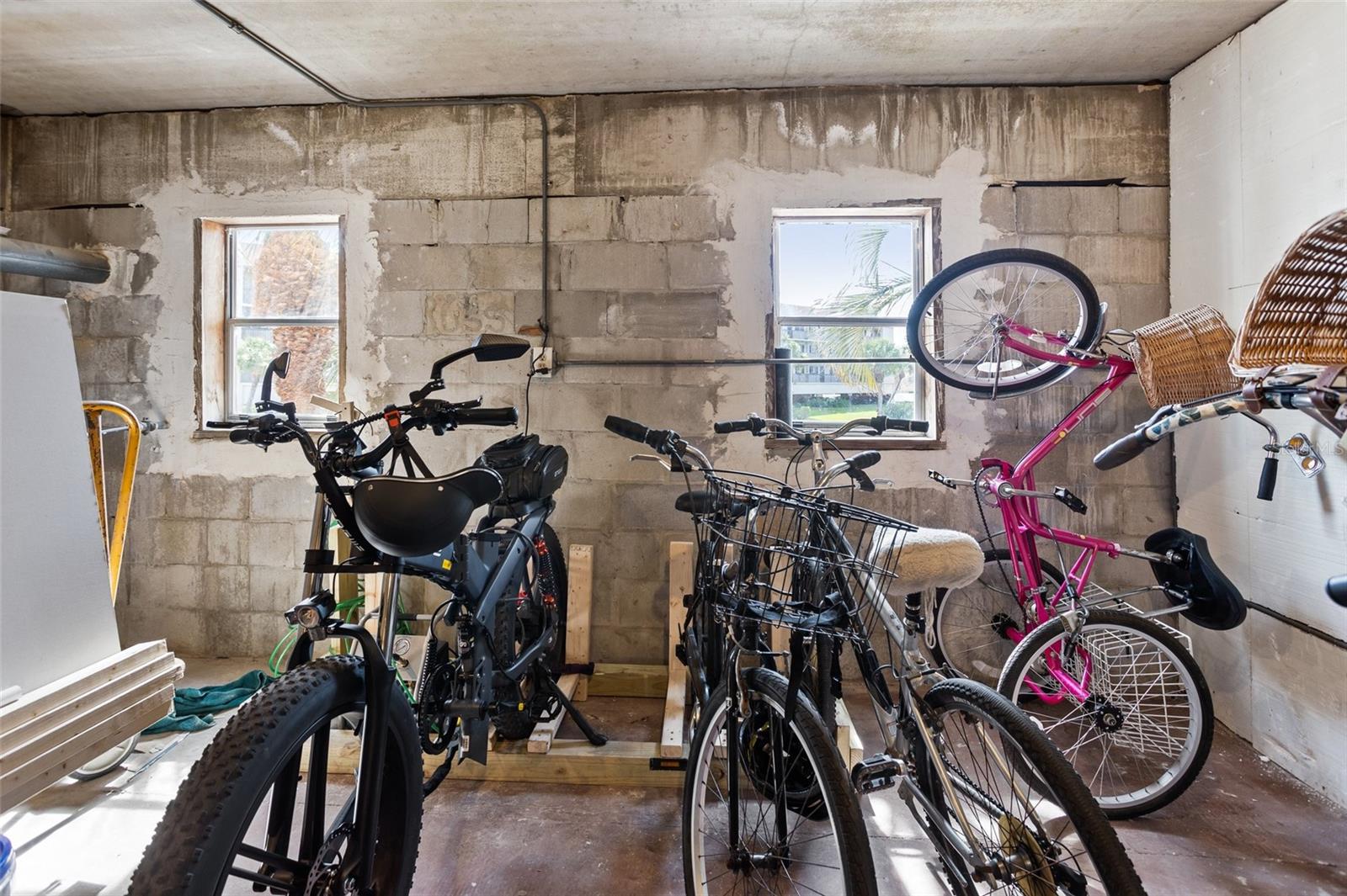 Bike storage room; plugs for electric bikes