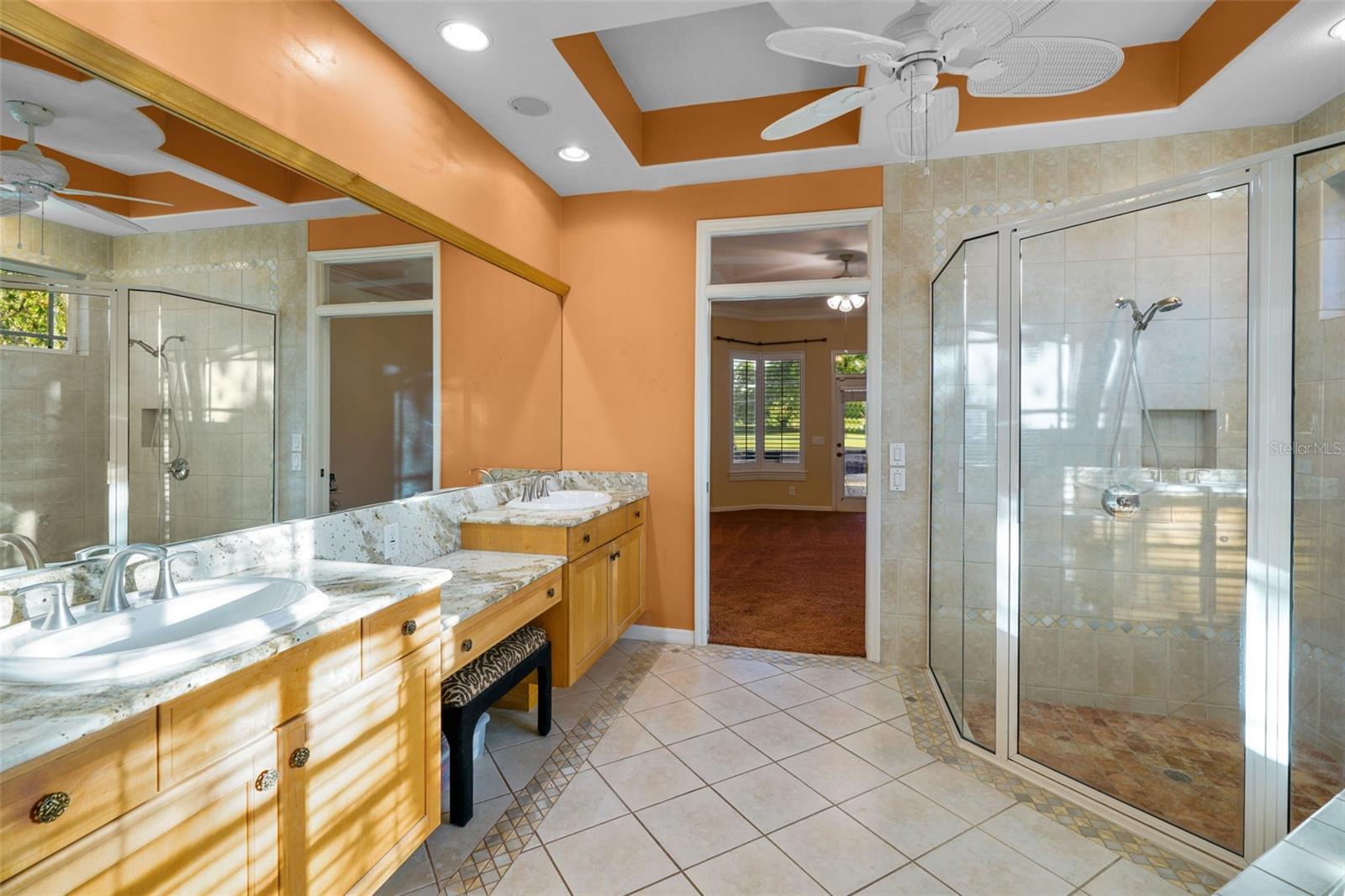 Master Bathroom - w/LARGE WALK-IN CLOSET, raised-panel cabs., walk-in shower, garden tub, priv. lav., double sinks
