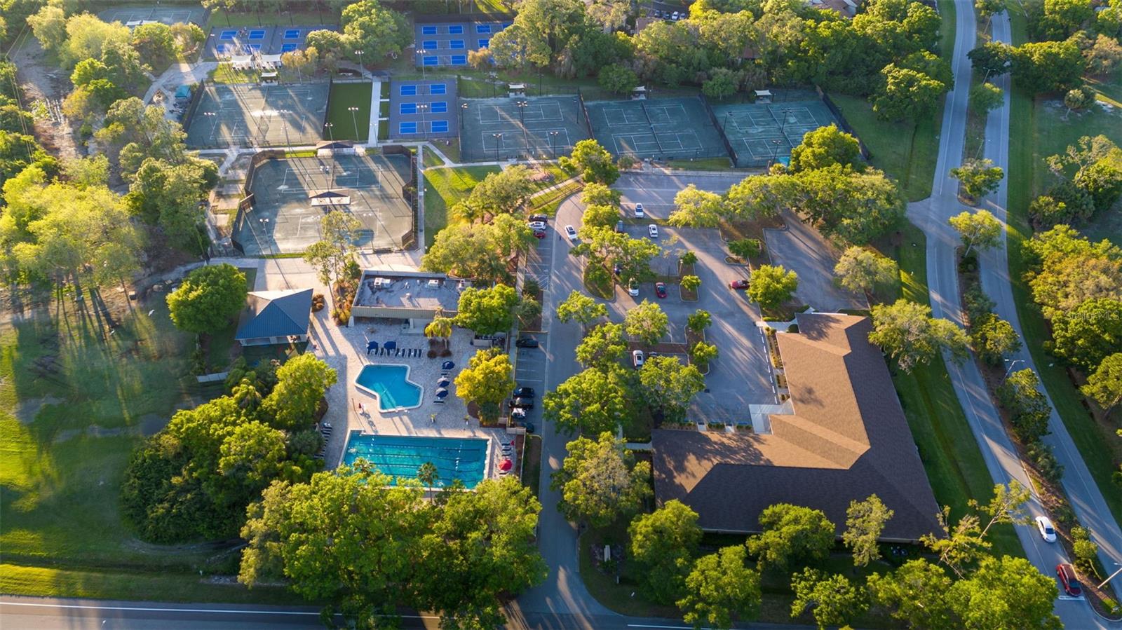 HOA Amenity - Aerial view of pool, tennis and pickle ball courts