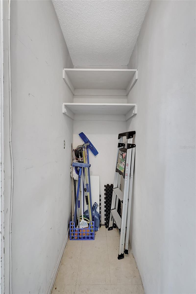 Sunroom has a large storage closet