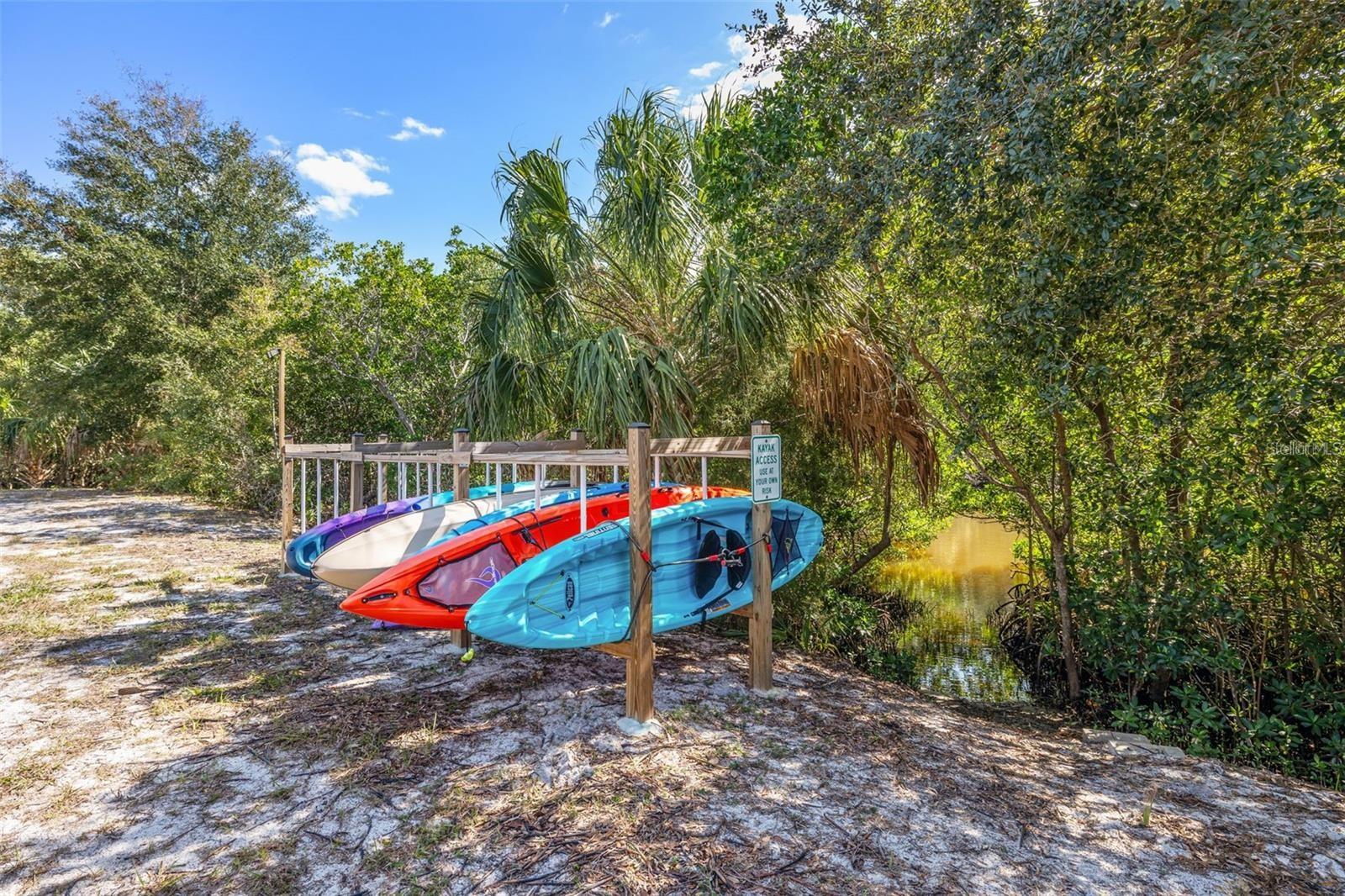 Kayak storage and launch area for owners.