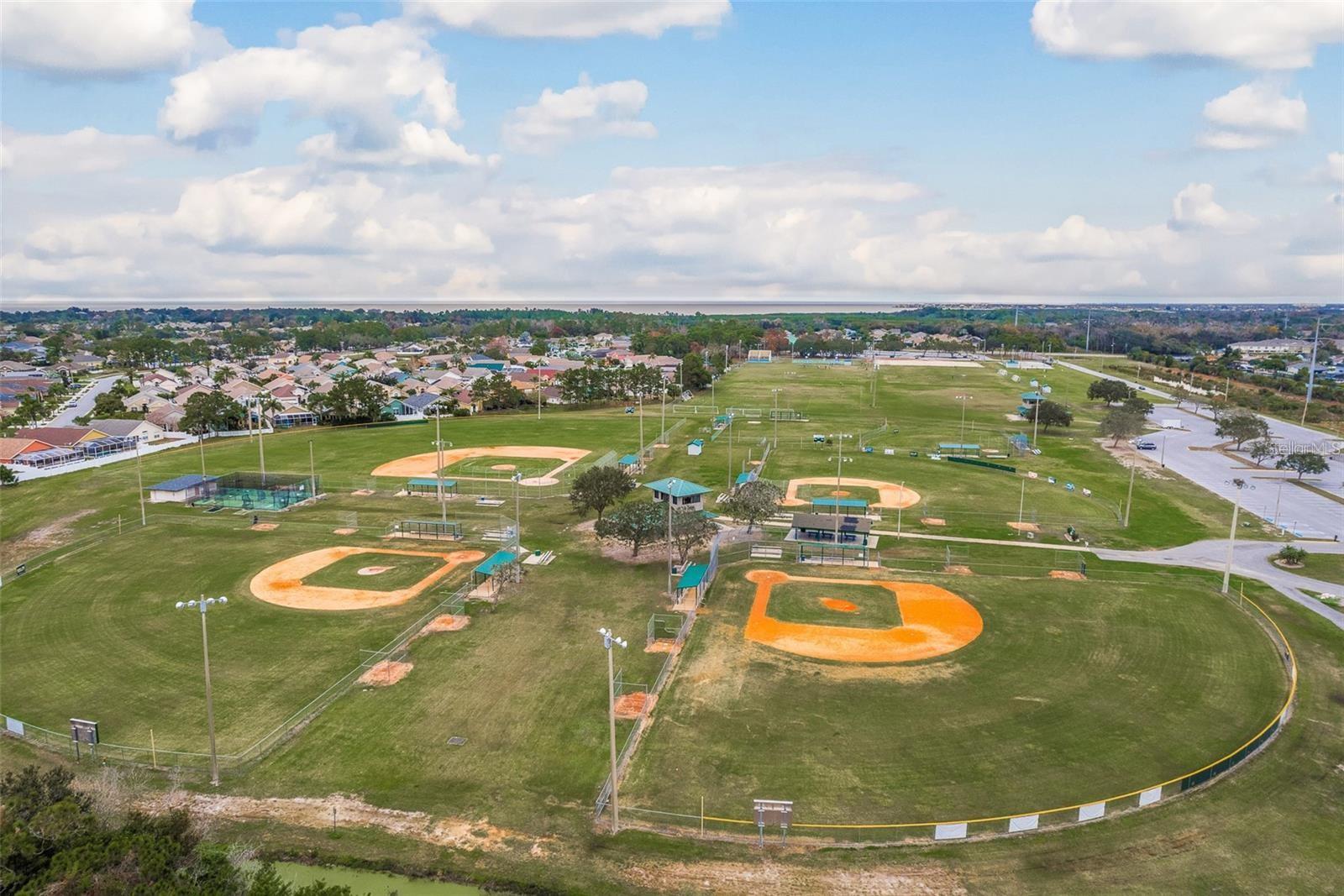 Arial view of the baseball fields