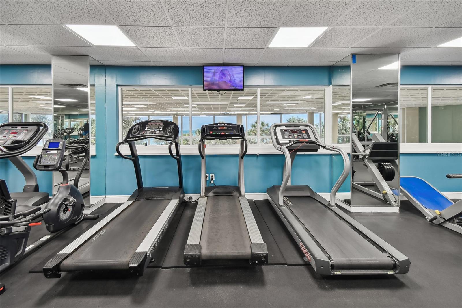 Fitness Room with a Beach View.