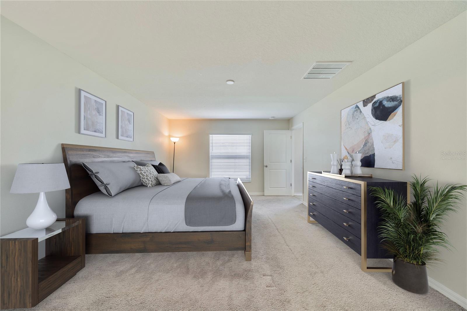 Virtually staged master bedroom