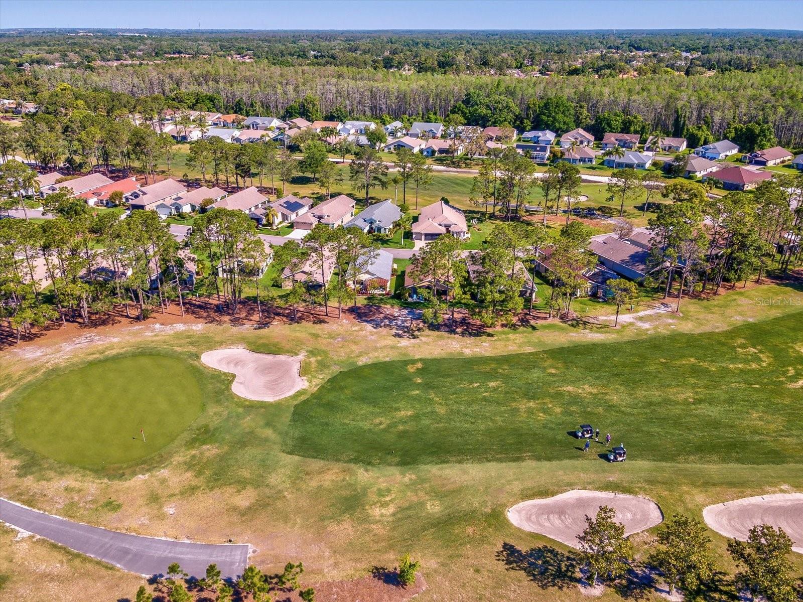 Drone views of 15th fairway and green