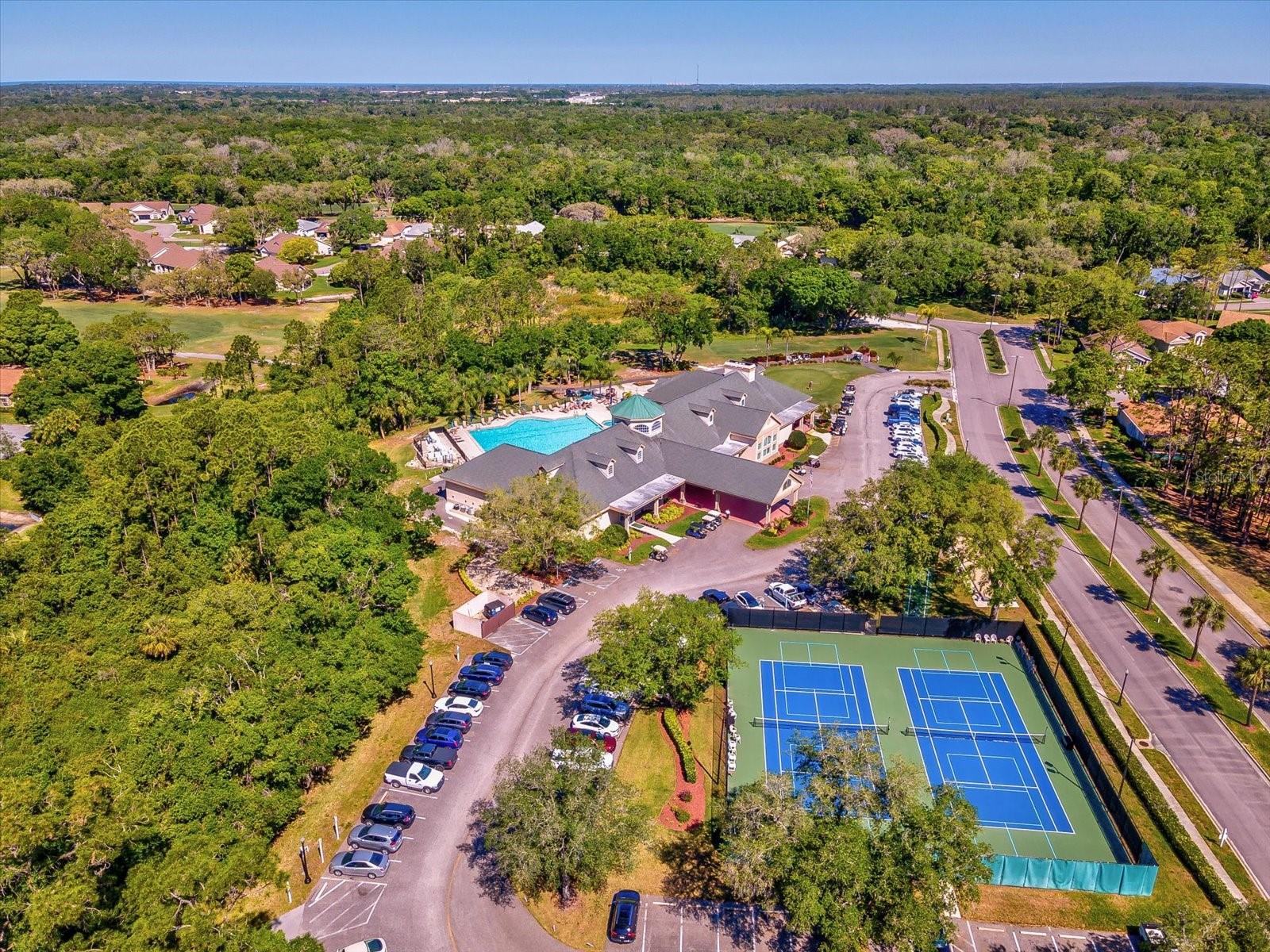 Drone view of Timber Greens rec facilities