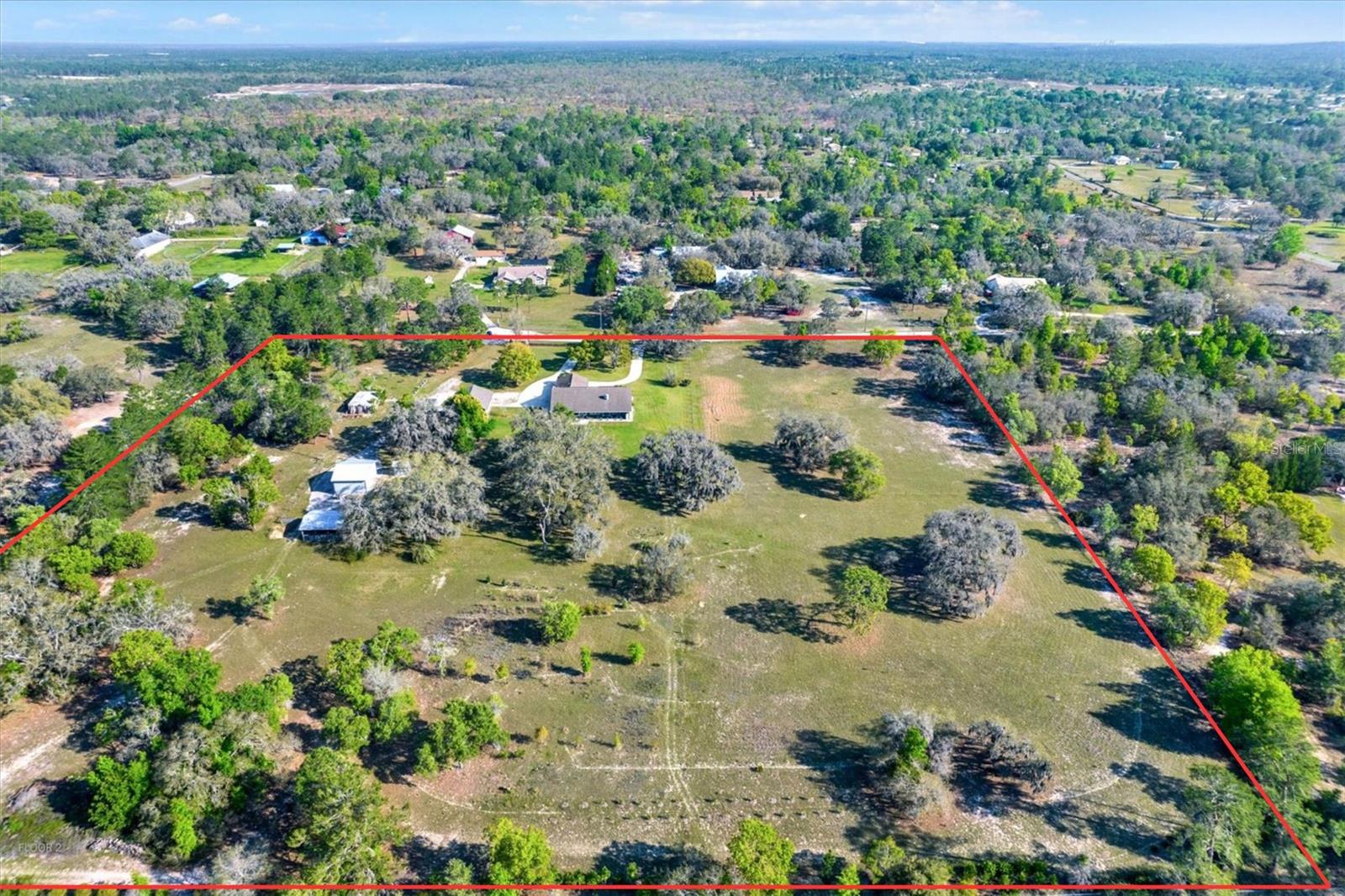 Aerial View - 10 Acres, Fully Fenced!