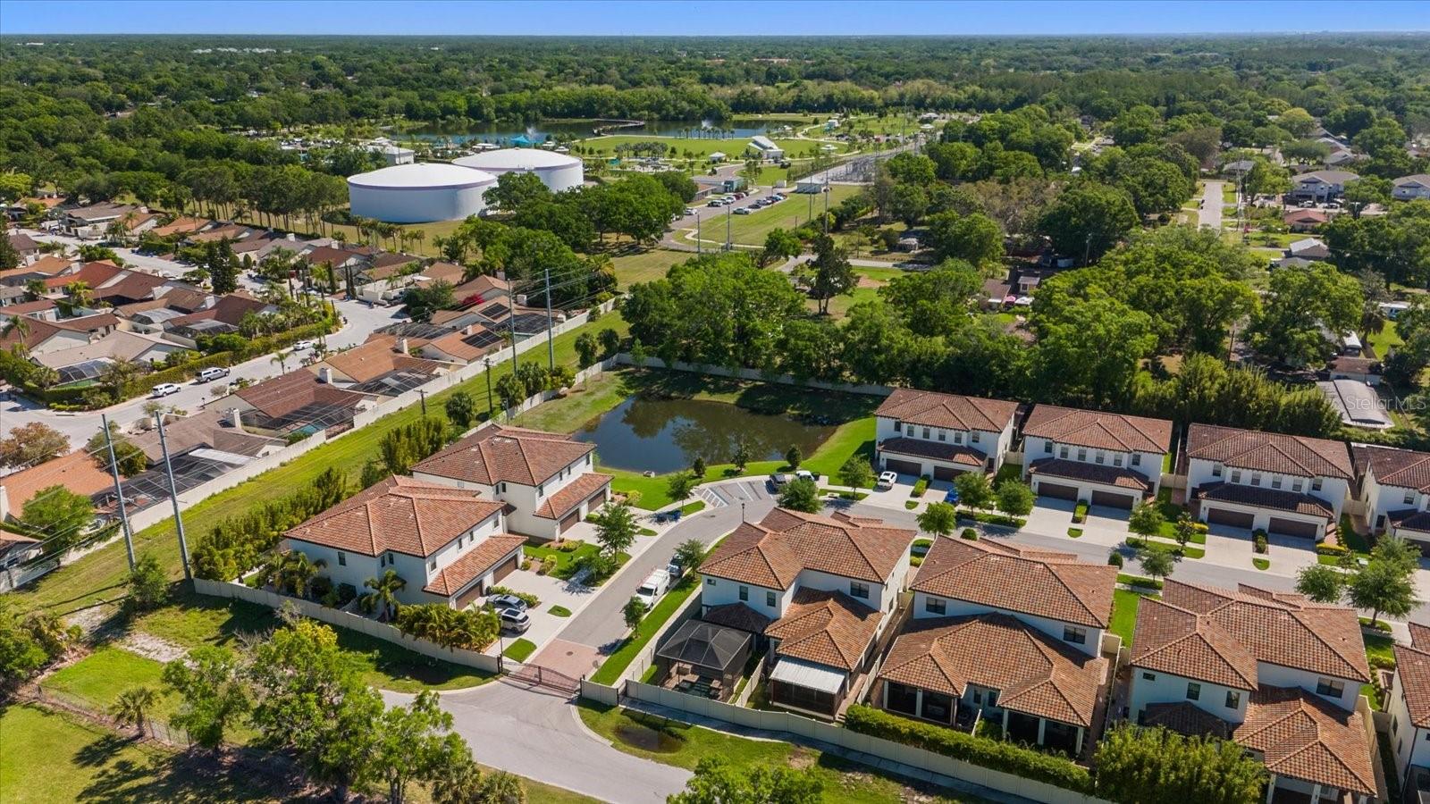 The Sanctuary at Carrollwood Village Aerial View with the Carrollwood Village Park in the Background