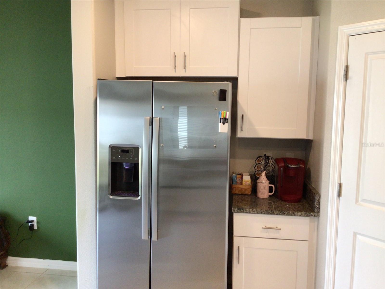 Stainless Refrigerator and Coffee Bar