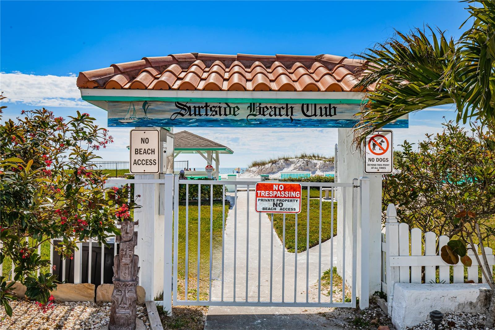 Entrance to the Surfside Beach Club. Your private beach access just a stones throw away from the bungalow. $40 per year.