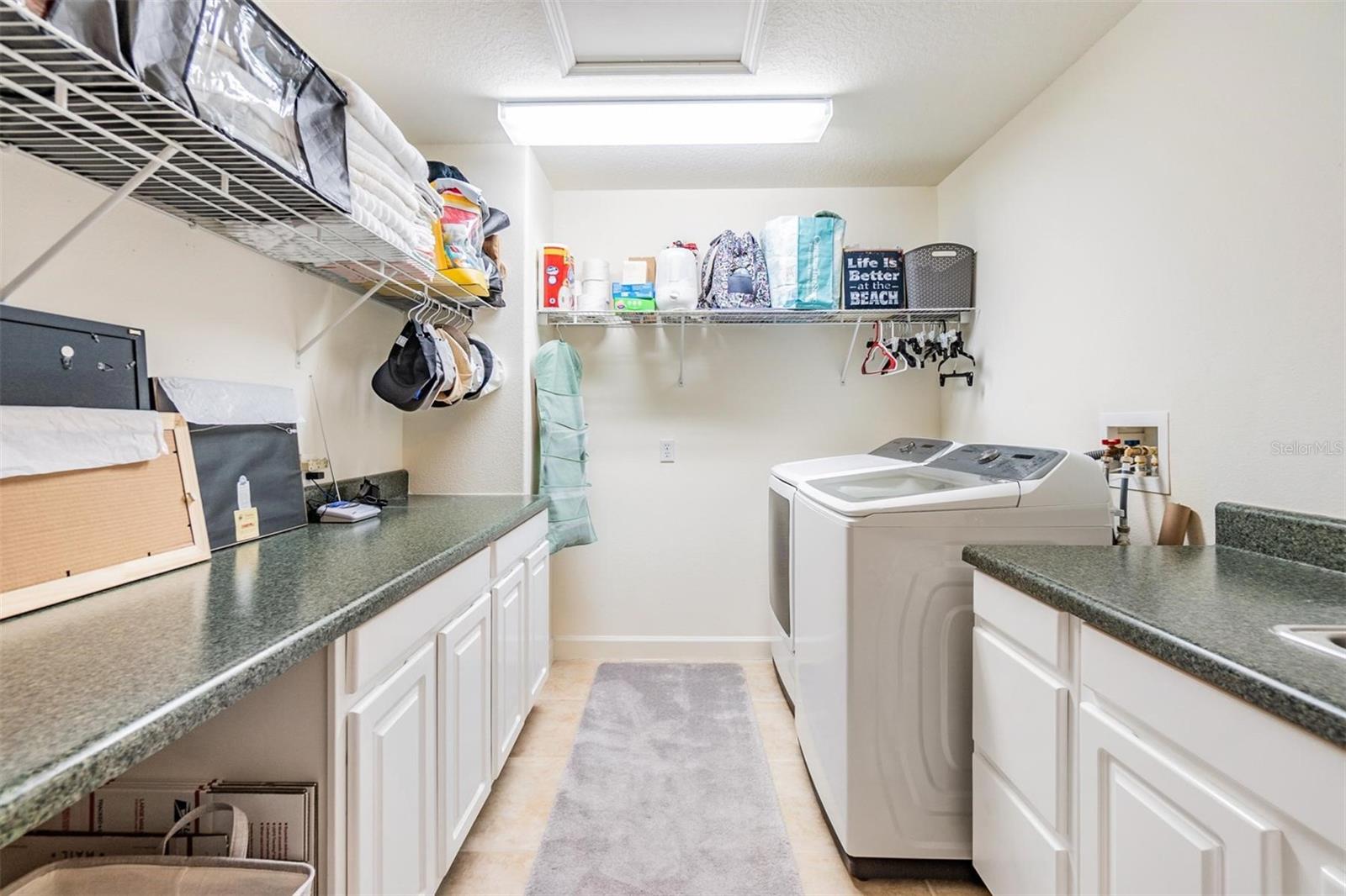 Laundry room with plenty of counter space.