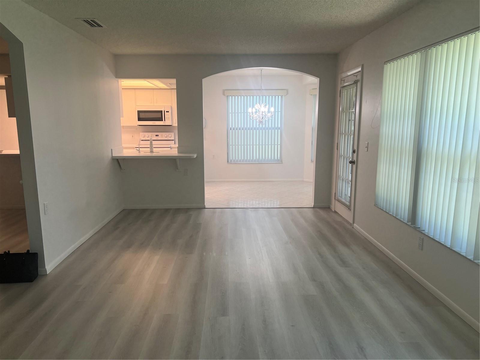 family room view of kitchen nook