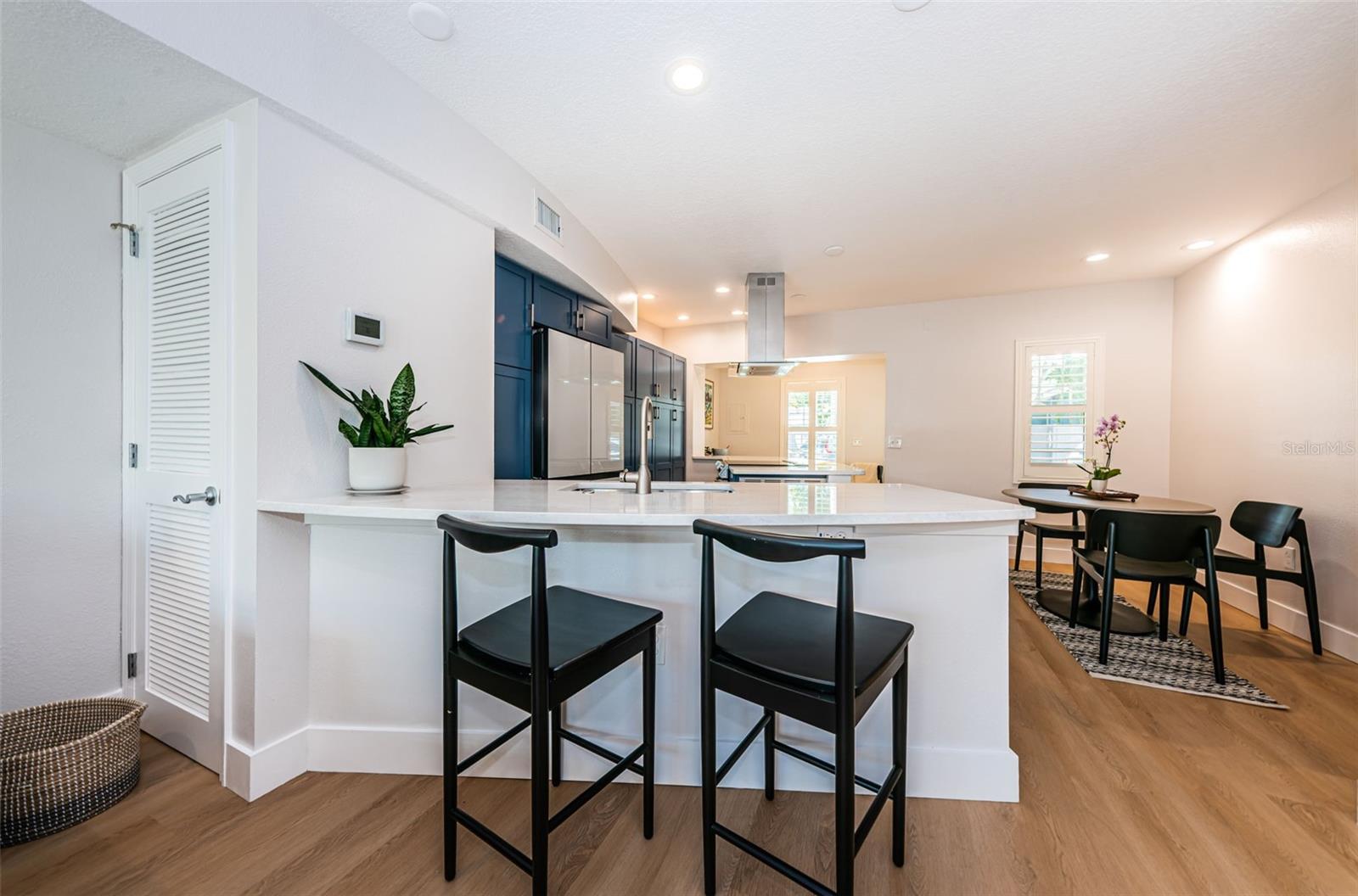 The kitchen is ideal for socializing.