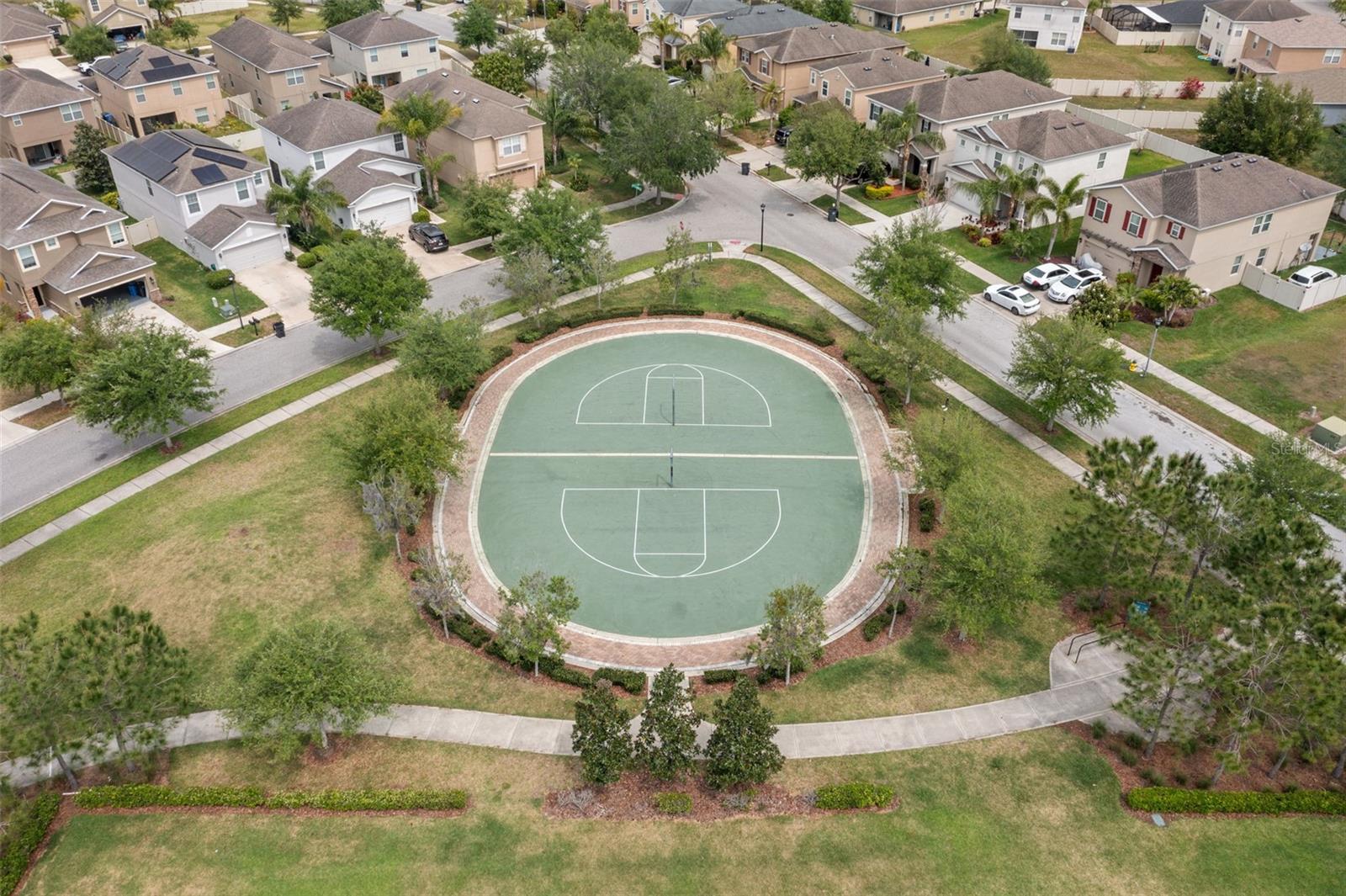 Aerial view of community sport courts