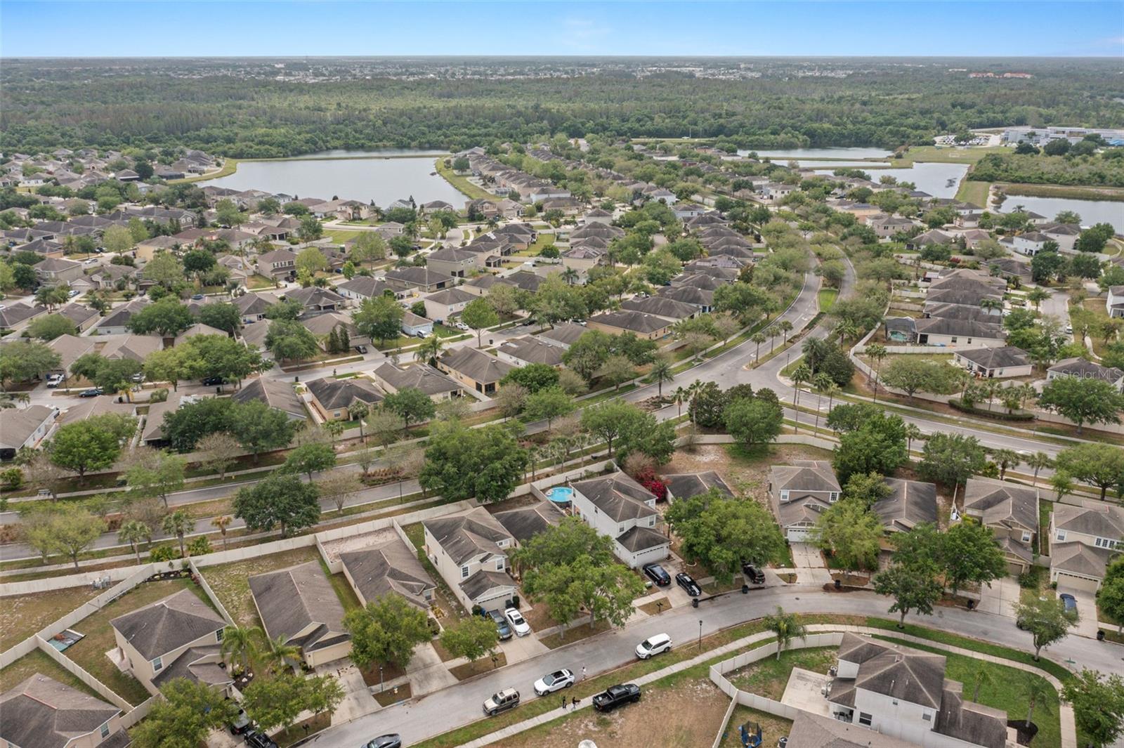 Aerial view of neighborhood