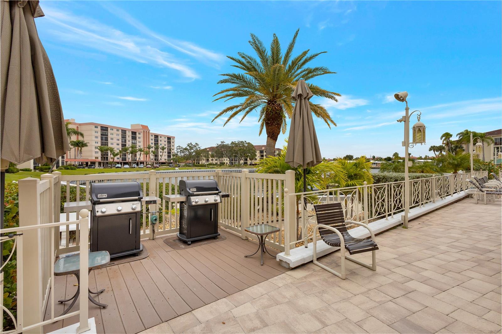 Patio parties and grilling.  See your building across the Cove